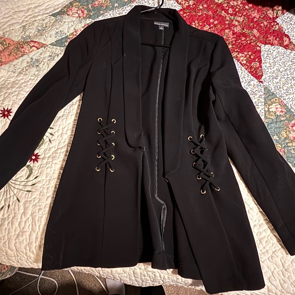 BOLD elements Black Blazer with Lace-Up Accents